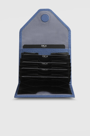 1007 Model Gerçek Deri Mavi Şeffaf Kartlık - DİGA