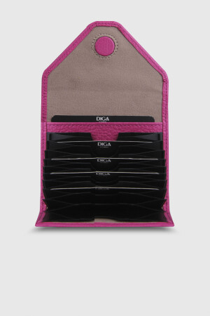 1007 Model Gerçek Deri Pembe Şeffaf Kartlık - DİGA