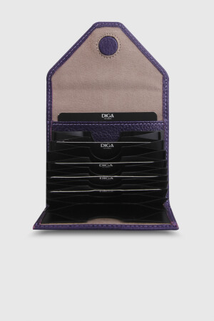 1007 Model Gerçek Deri Petrol Mavisi Şeffaf Kartlık - DİGA