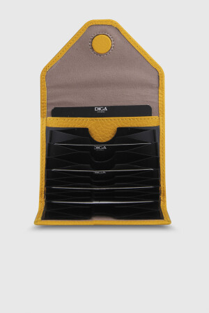1007 Model Gerçek Deri Sarı Şeffaf Kartlık - DİGA