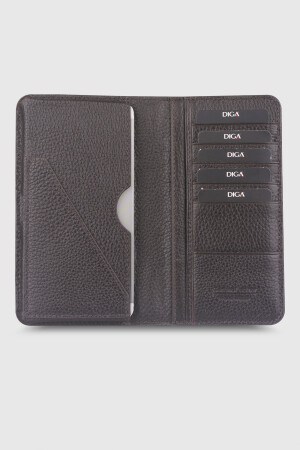 1420 Model Telefon Bölmeli Gerçek Deri Kahverengi Cüzdan - DİGA