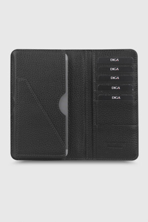 1420 Model Telefon Bölmeli Gerçek Deri Siyah Cüzdan - DİGA