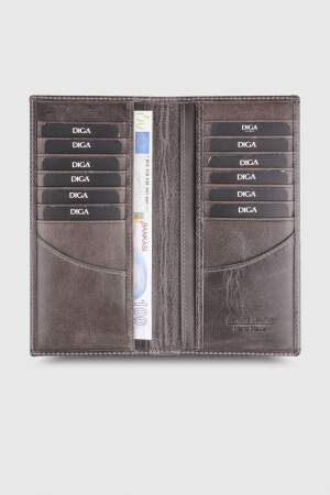 3010 Model Gerçek Deri Crazy Gri Portföy Cüzdan - DİGA