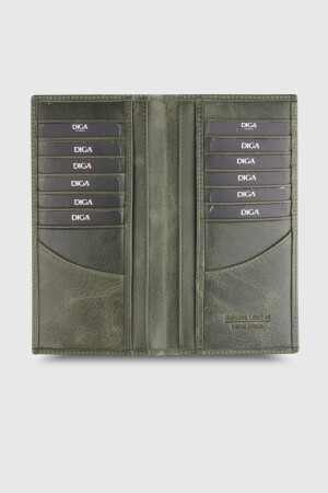 3010 Model Gerçek Deri Crazy Yeşil Portföy Cüzdan - DİGA