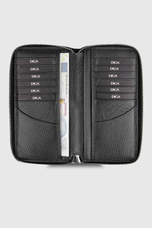 3016 Model Gerçek Deri Siyah Portföy Cüzdan - DİGA
