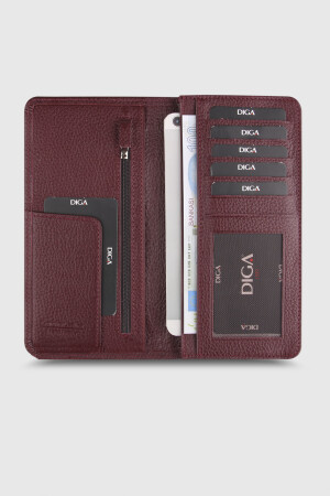 3021 Model Gerçek Deri Bordo Portföy Cüzdan - DİGA