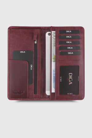 3021 Model Gerçek Deri Crazy Bordo Portföy Cüzdan - DİGA
