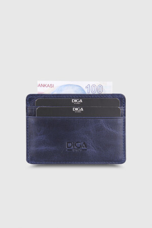 5150 Model Gerçek Deri Crazy Lacivert Kartlık - DİGA