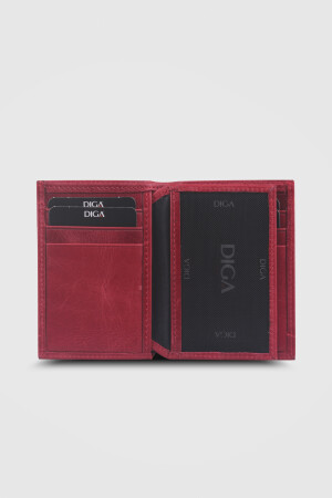 863 Model Gerçek Deri Crazy Kırmızı Cüzdan - DİGA