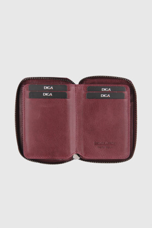 796 Model Fermuarlı Mini Gerçek Deri Crazy Crazy Bordo Cüzdan - DİGA