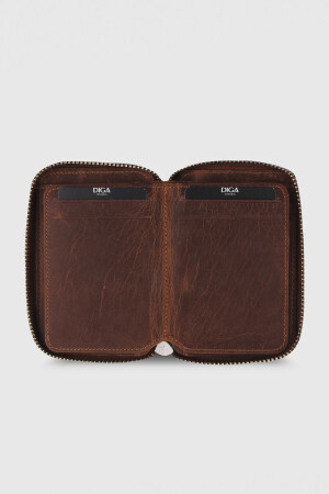 796 Model Fermuarlı Mini Gerçek Deri Crazy G2 Taba Cüzdan - DİGA